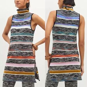 Anthropologie Maeve Womens Space-Dyed Rainbow Striped Knit Tunic Top Size Small